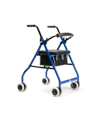 Rollator plegable de 4 ruedas con freno por presión en aluminio Cadeo