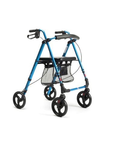 Rollator plegable de 4 ruedas con asiento en aluminio Eco-Plus