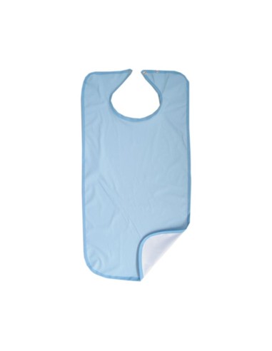 Babero de adulto liso en microfibra azul Confort Plus - 344201