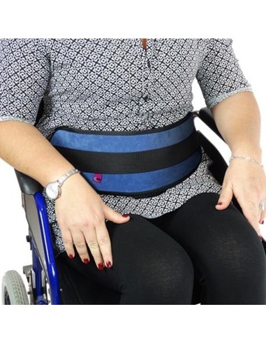 Cinturón abdominal sin tirantes en acolchado para silla de ruedas o sillón con cierre de iron-clip - 304360