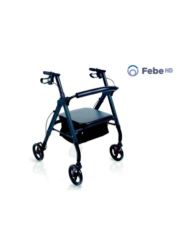 Rollator bariátrico plegable de 4 ruedas en aluminio Febe HD